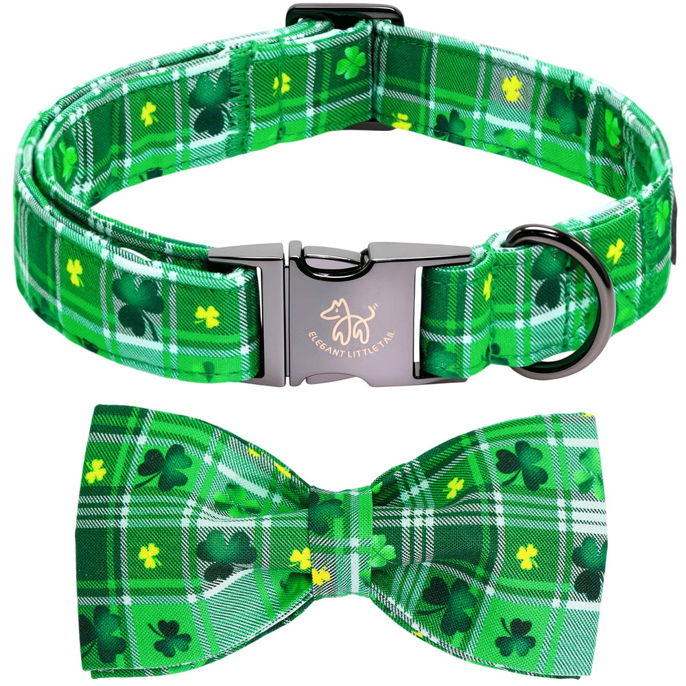 Collar Elegant little tail Día de San Patricio verde a cuadros para perros grandes.