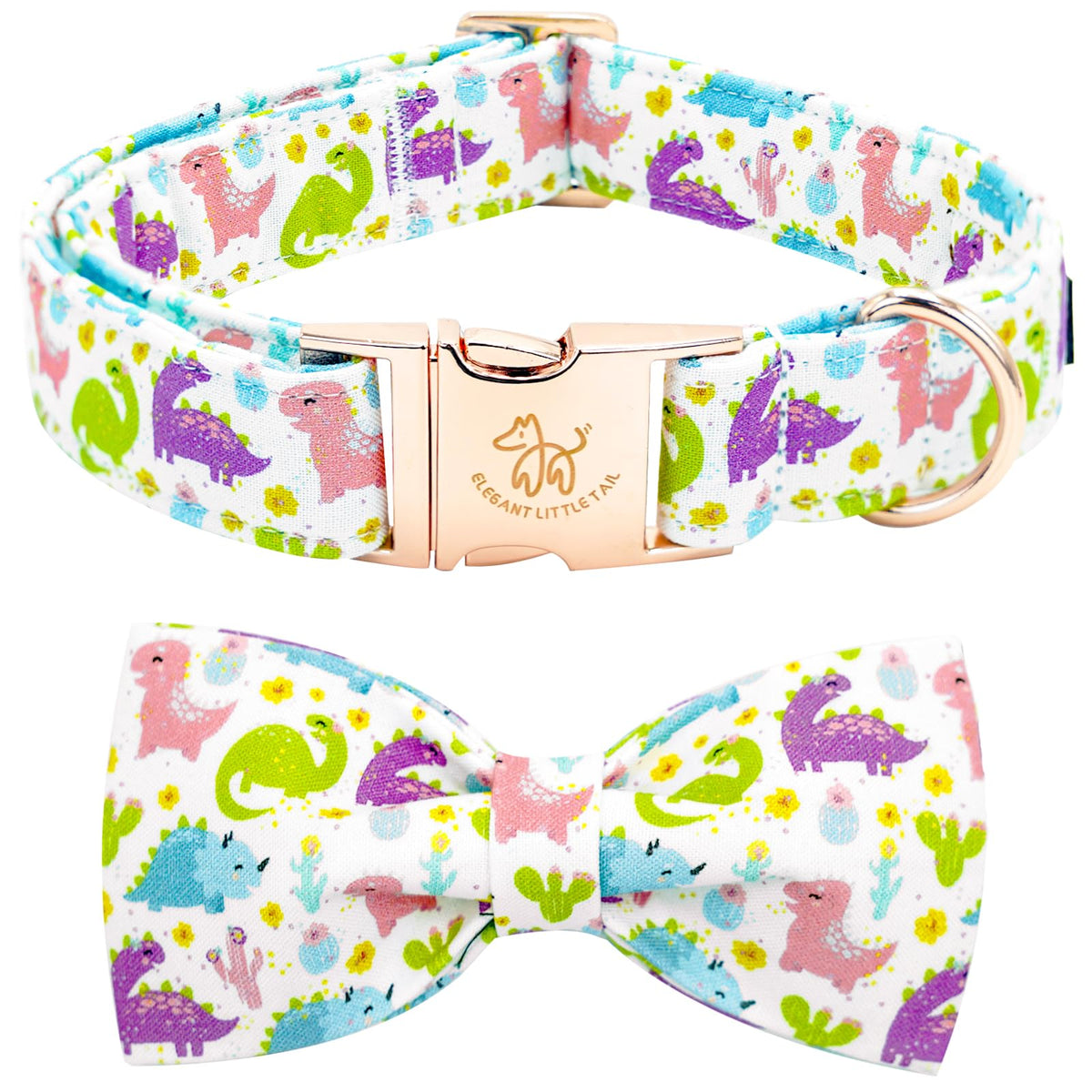 Collar dinosaurio con lazo de Elegant little tail para paseos con estilo.