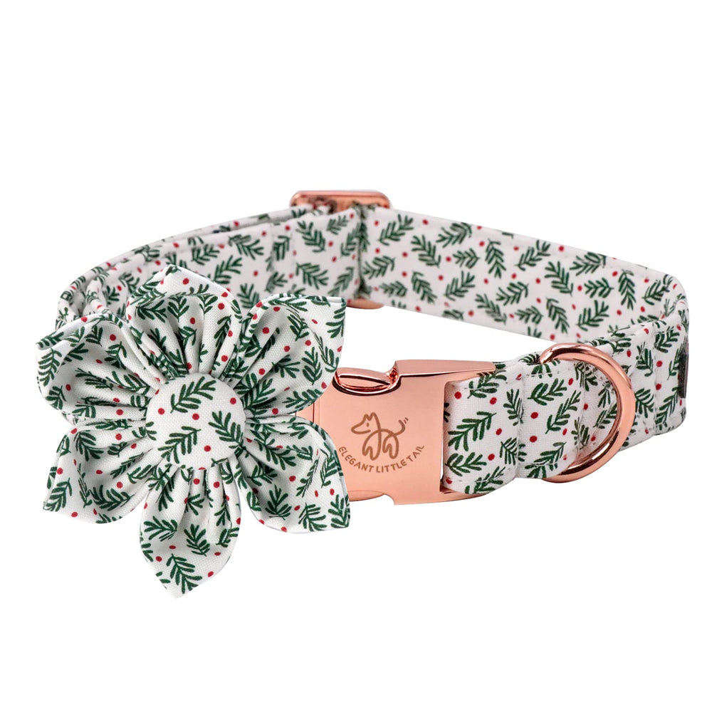 Collar de Elegant little tail con flor navideña para perros pequeños.