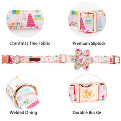 Flor removible en collar rosa para perros, ideal para estilos cambiantes.