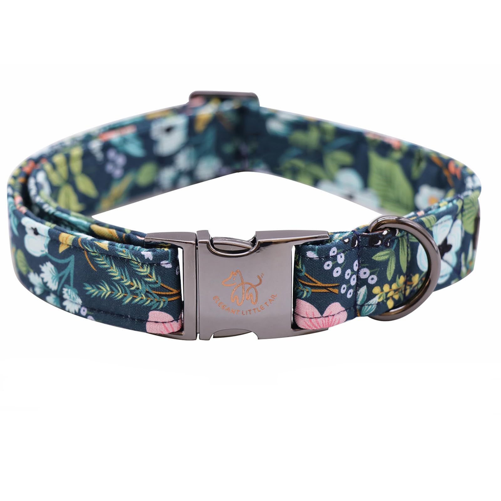 Collar Elegant little tail floral azul, ideal para paseos duraderos