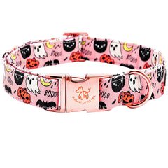 Elegant little tail collar Halloween rosa frente, ideal para salidas festivas de otoño.