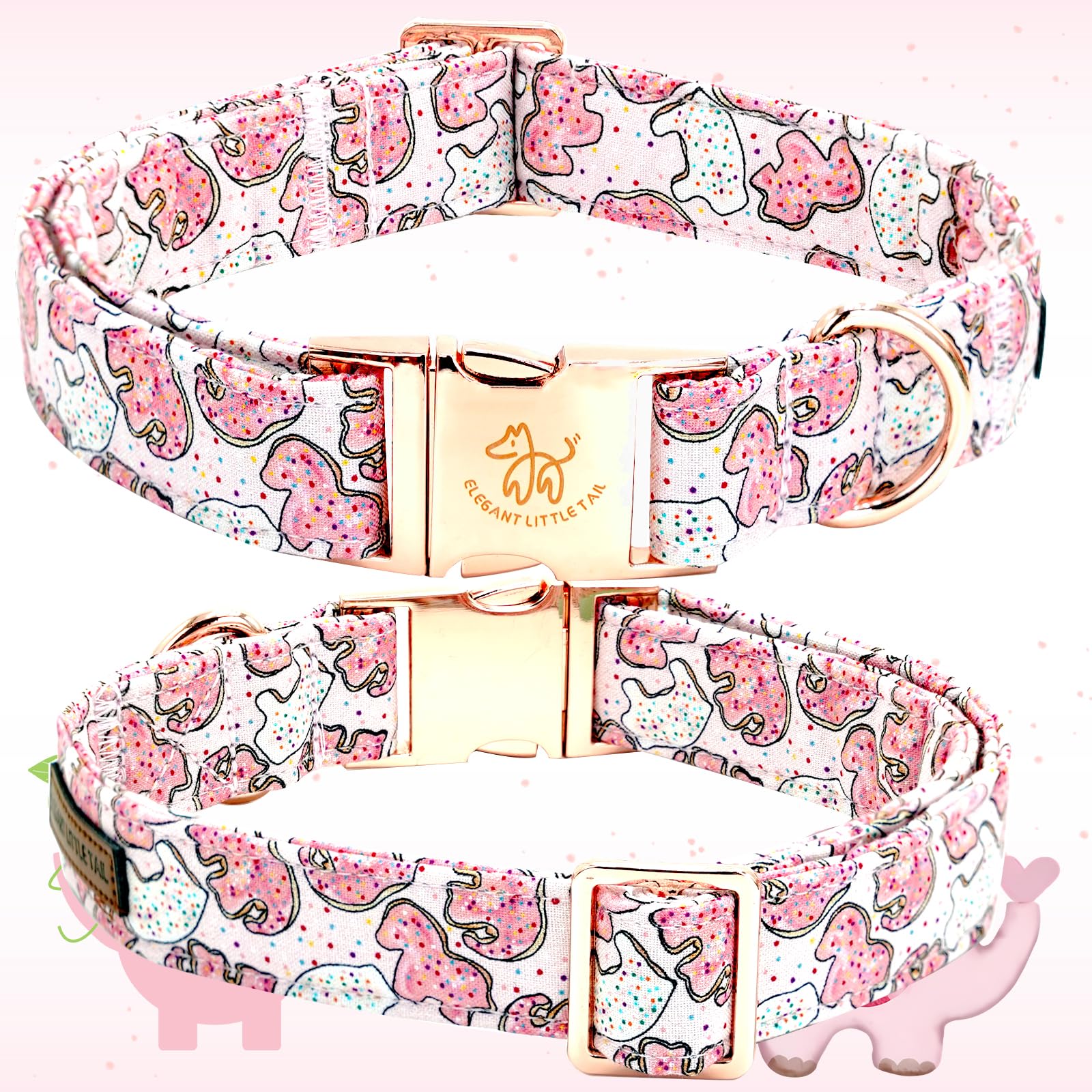Hebilla resistente y anilla en D en collar Elegant Little Tail para mayor durabilidad.