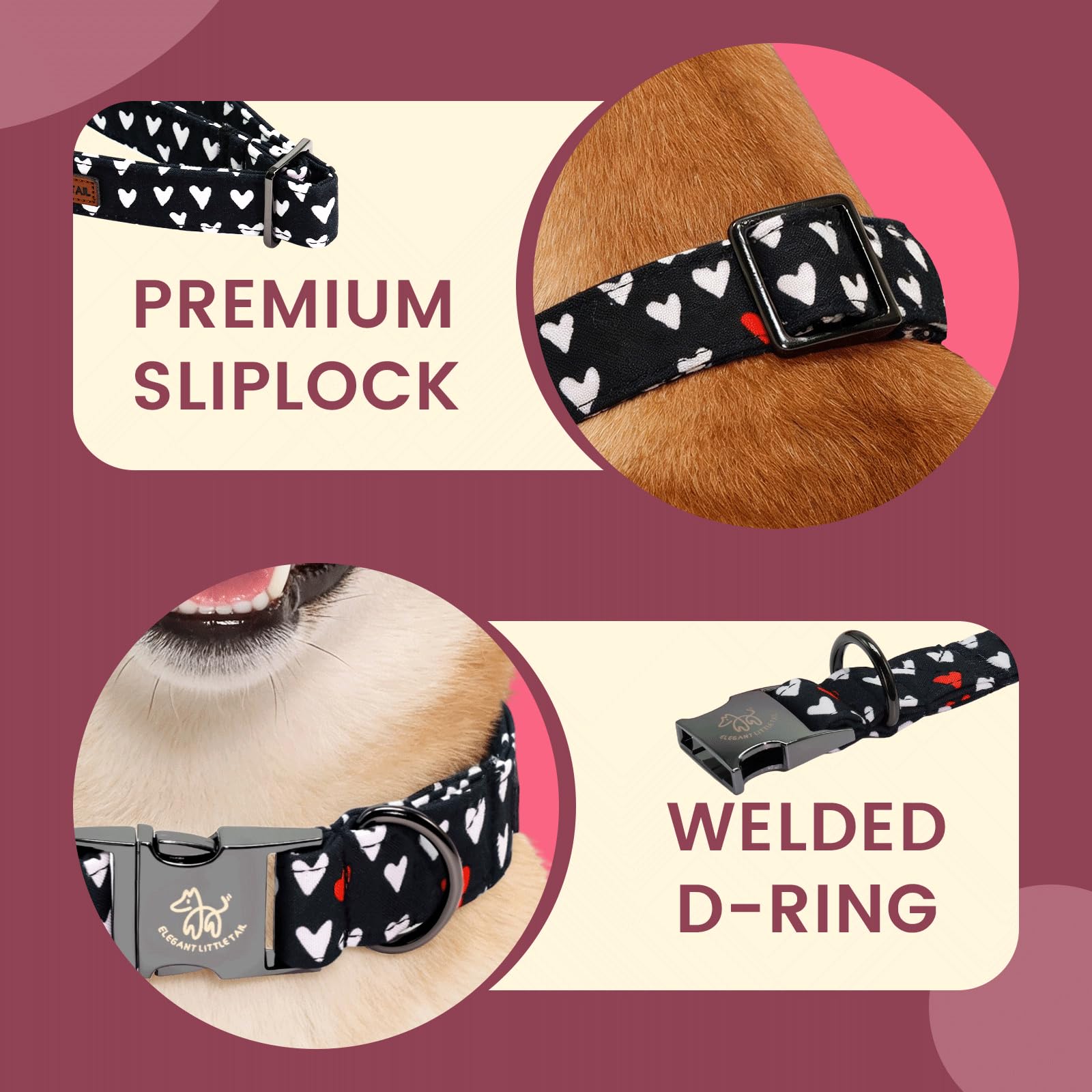 Elegant little tail collar, lazo rosado con corazones para ocasiones especiales.