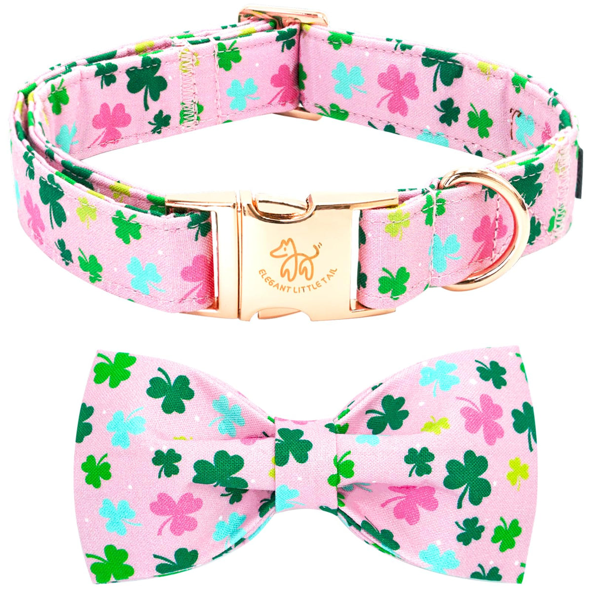 Collar Elegant little tail con lazo trebol para estilo festivo y cómodo.