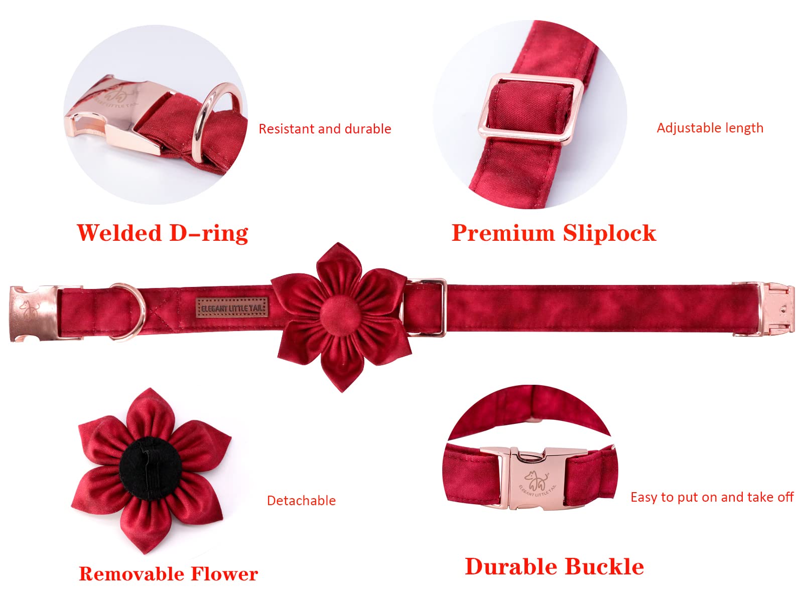 Elegant little tail collar materiales algodon: tacto suave y duradero.