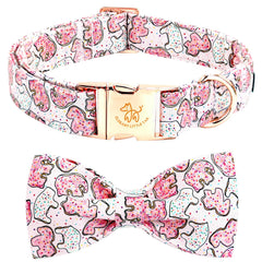 Elegant Little Tail collar mediano con lazo elefante rosa para paseos diarios