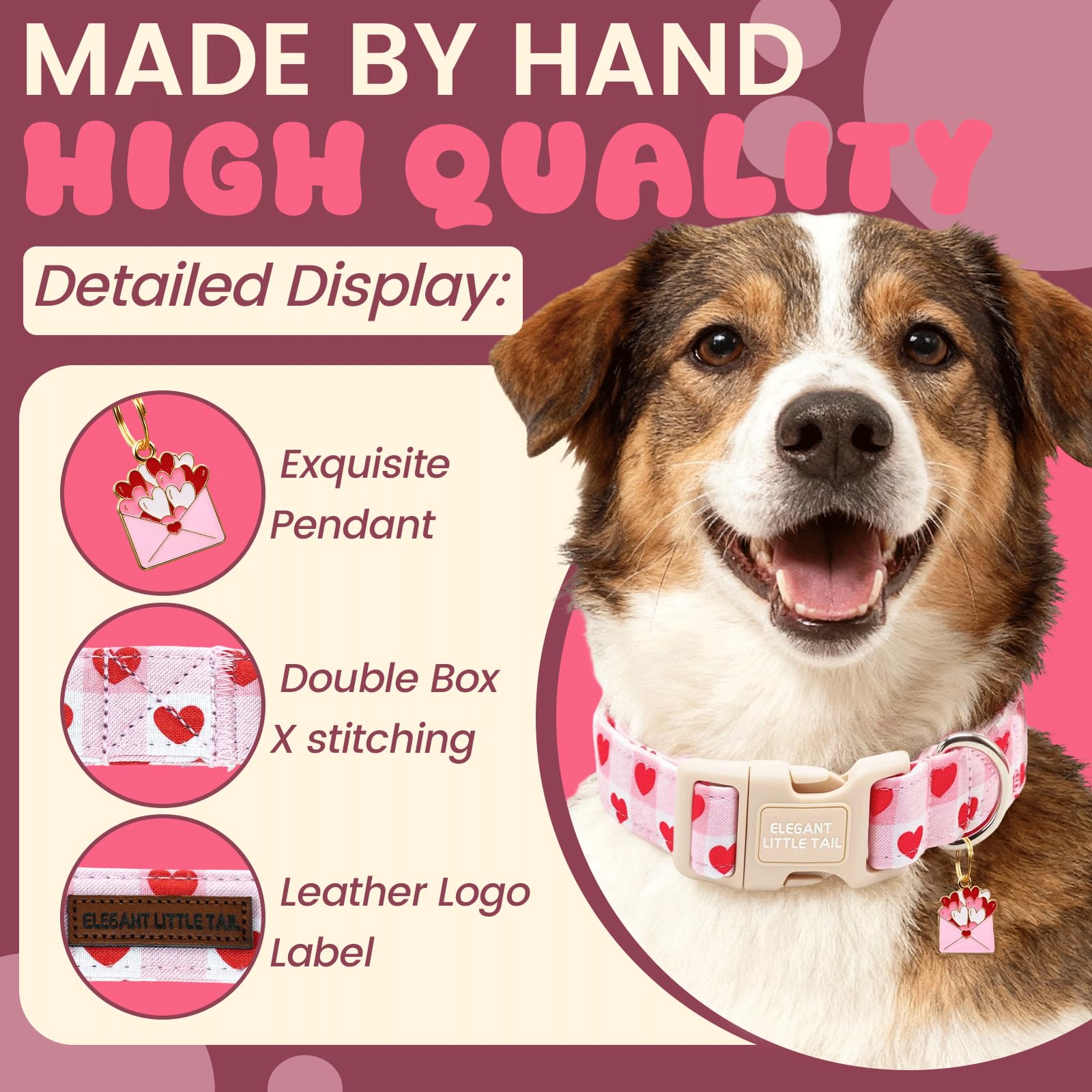 Collar Elegant little tail, medida 16-24 pulgadas, ajuste seguro para perros grandes.