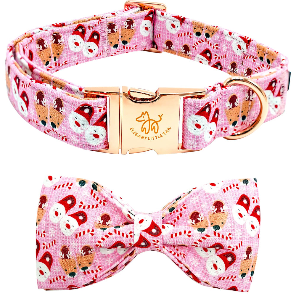 Collar Elegant little tail navidad para perro rosa con lazo, perfecto para celebraciones.