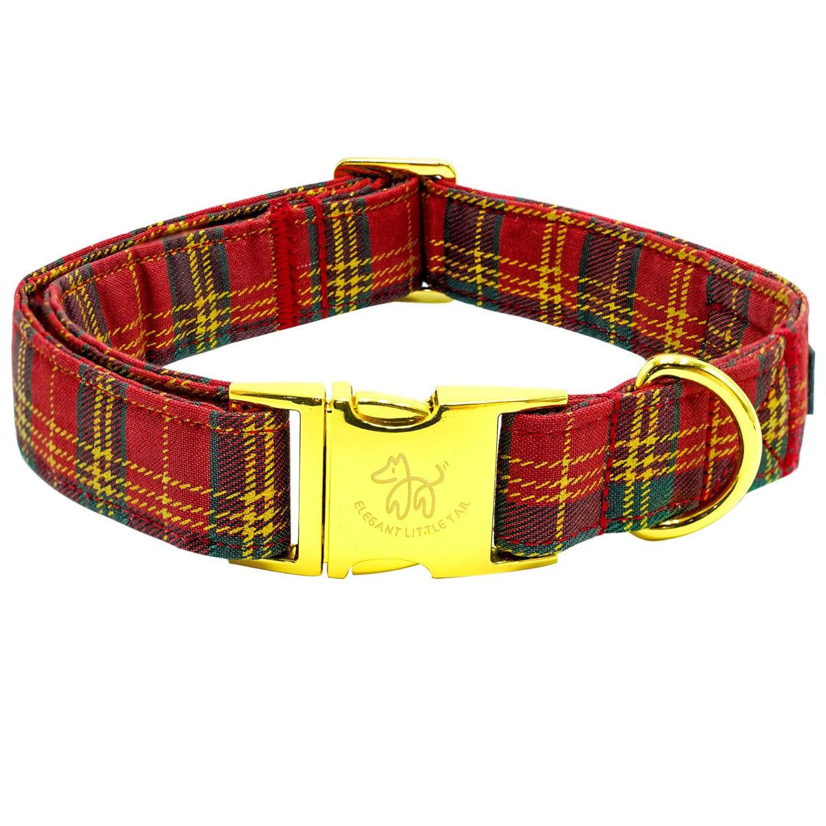 Elegant little tail collar navideño rojo a cuadros para perros
