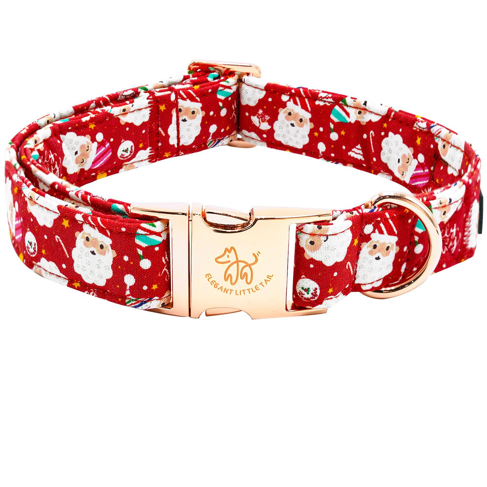 Collar Elegant Little Tail con estampado Santa Rojo, ideal para regalos navideños caninos.