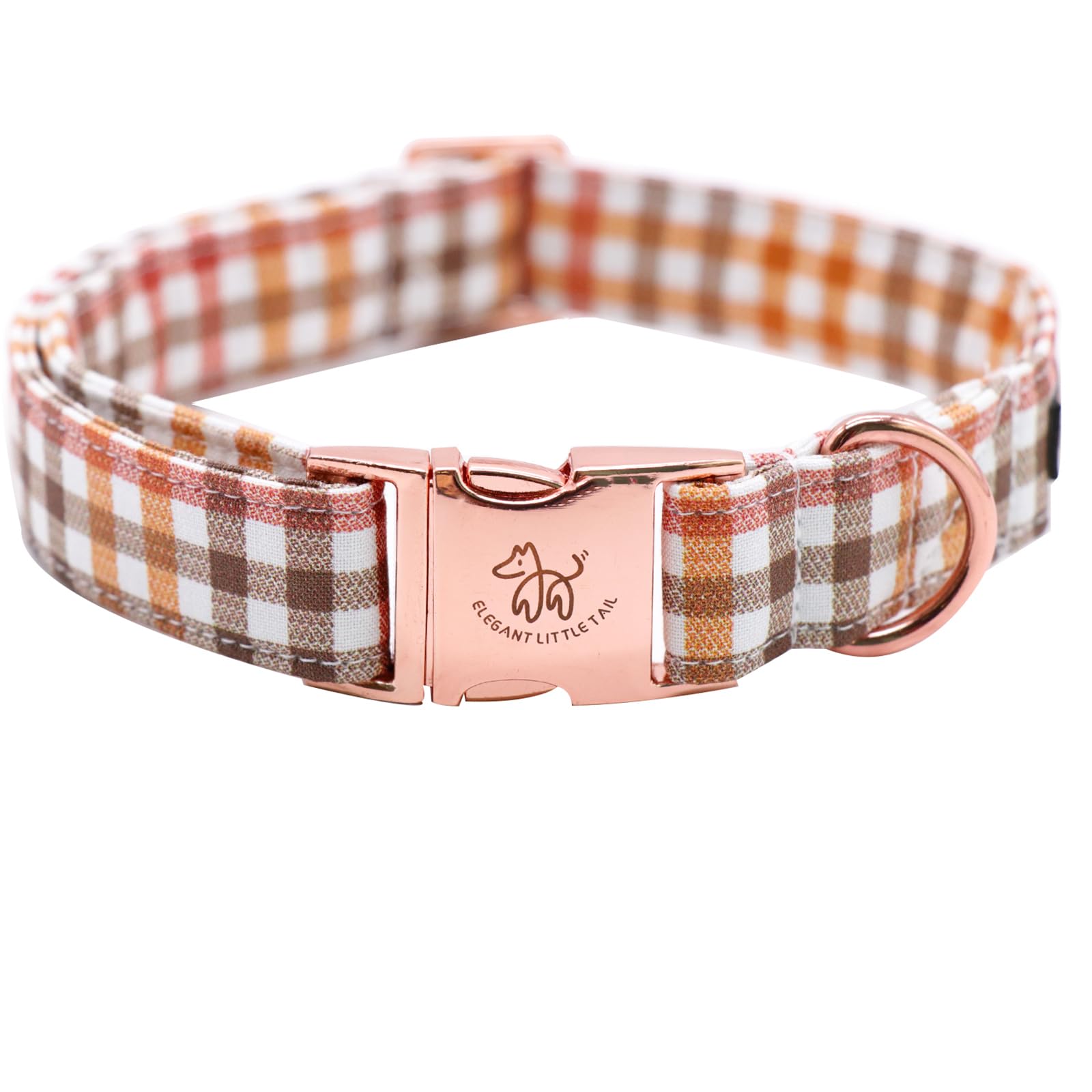 Collar Elegant Little Tail con diseño otoño en cuadros amarillos, ideal para paseos diarios.