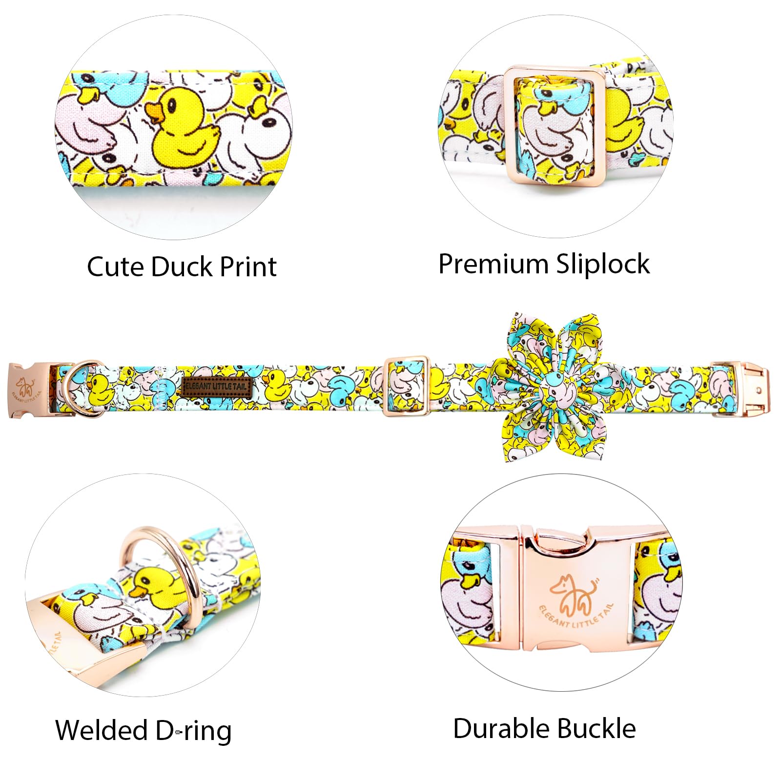 Elegant Little Tail collar pato flor, ajuste para cuellos de 13 a 22 pulgadas.