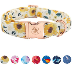 Collar de Elegant little tail con patrón girasol, ideal para paseos diarios.