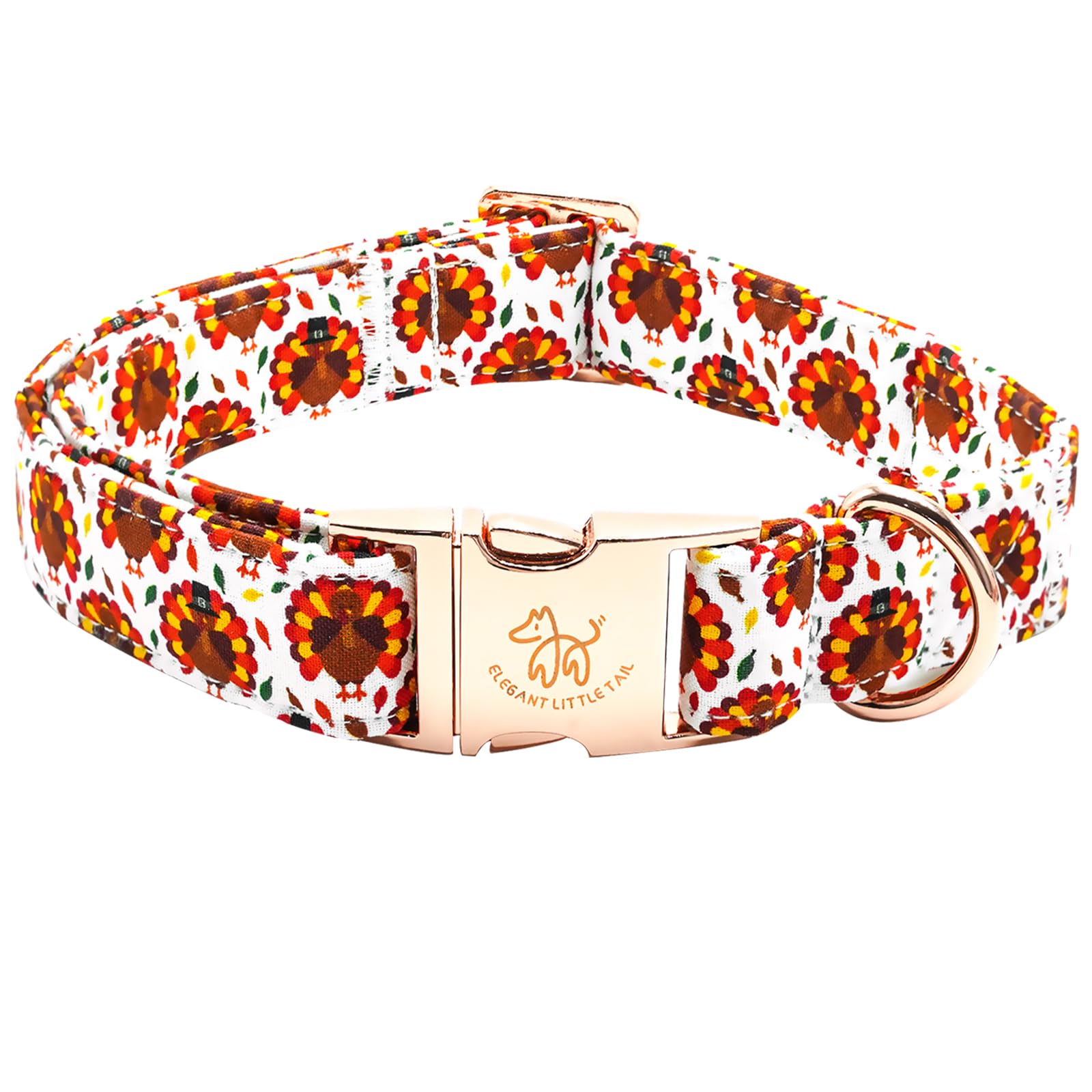 Elegant Little Tail collar estampa pavo, ideal para festividades y paseos con estilo.