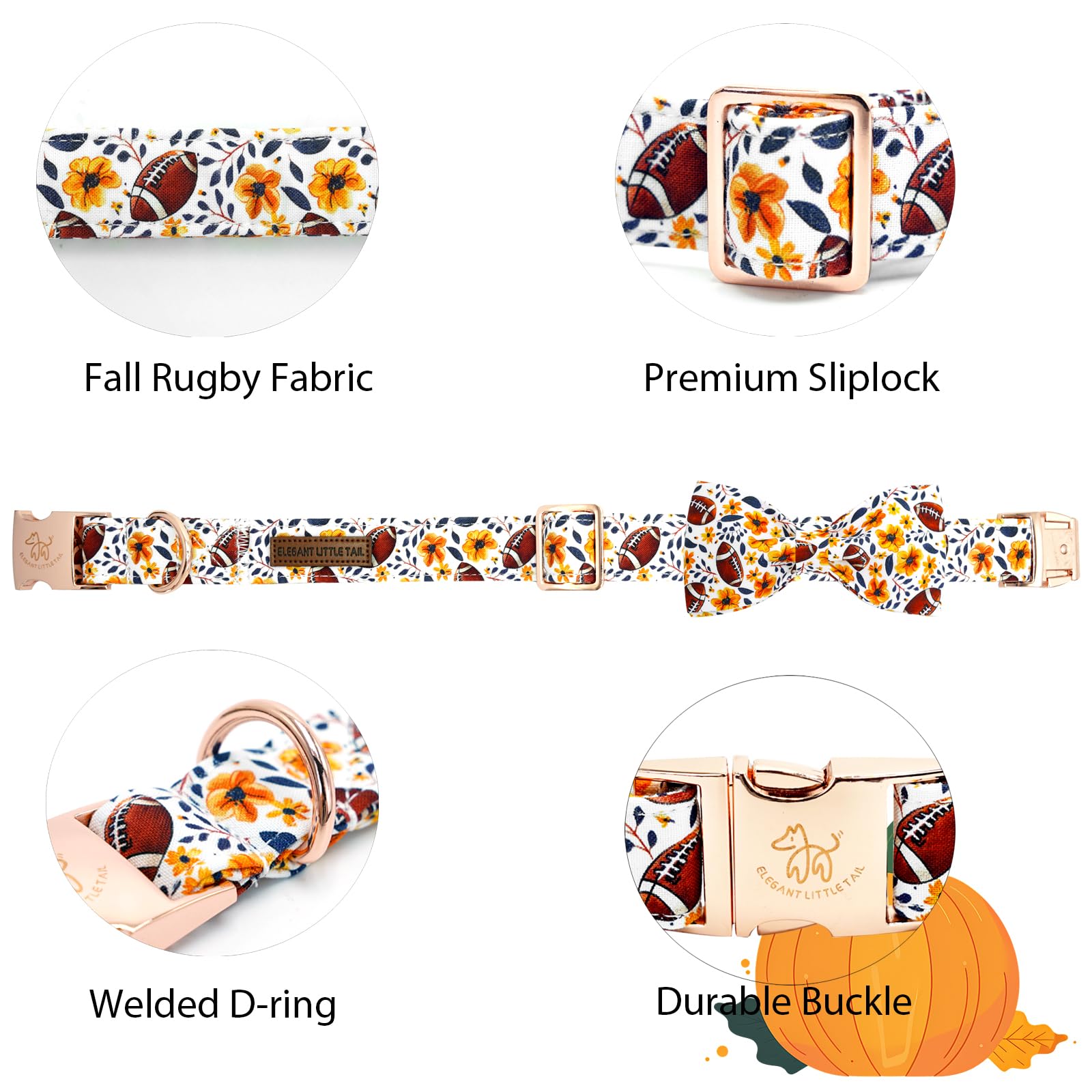 Elegant little tail collar estampado rugby ideal para perros activos y visibles.