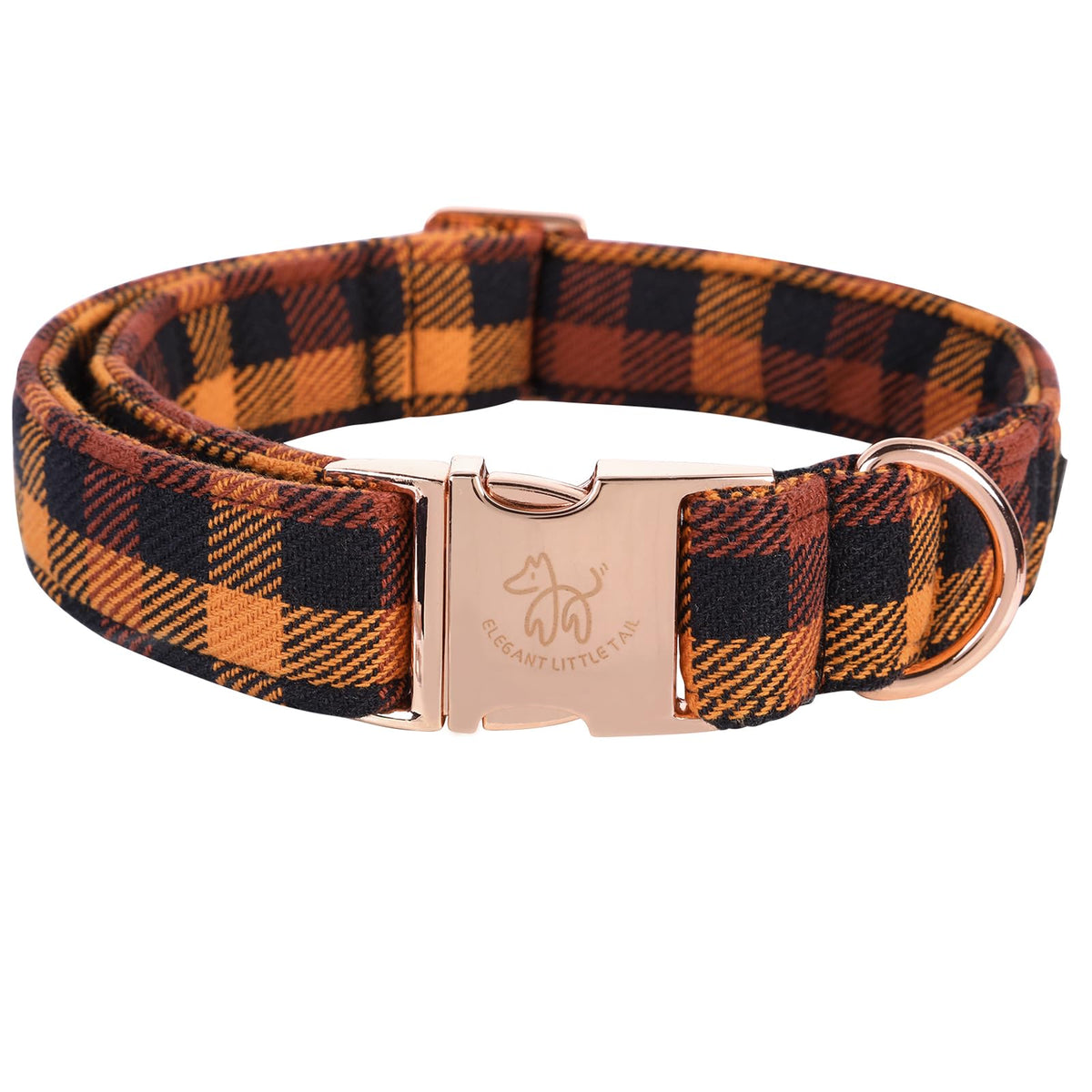 Elegant little tail collar con diseño cuadros amarillos otoñales para paseos diarios