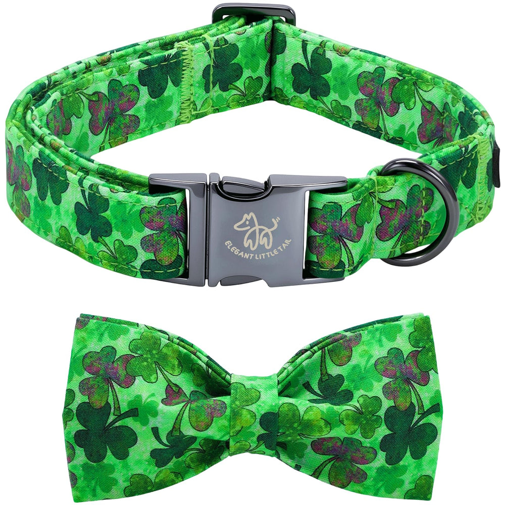 Collar Elegant little tail con trébol verde y algodón suave para paseos.