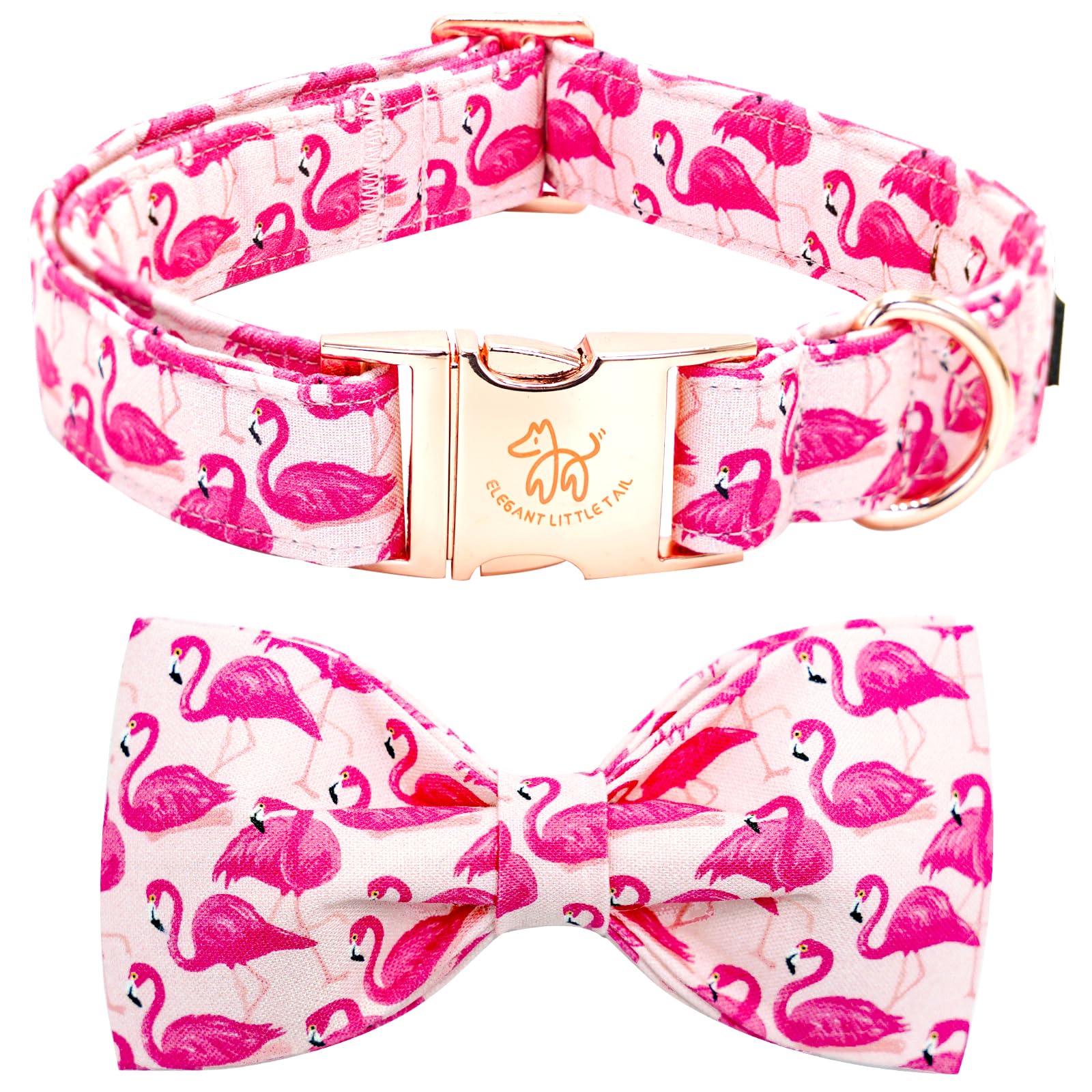collar Elegant little tail para perros con flamencos rosas, ideal para paseos