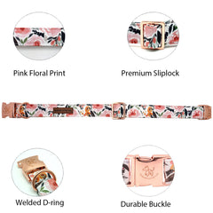 Collar Elegant little tail rosa floral con lazo, ideal para salidas sociales