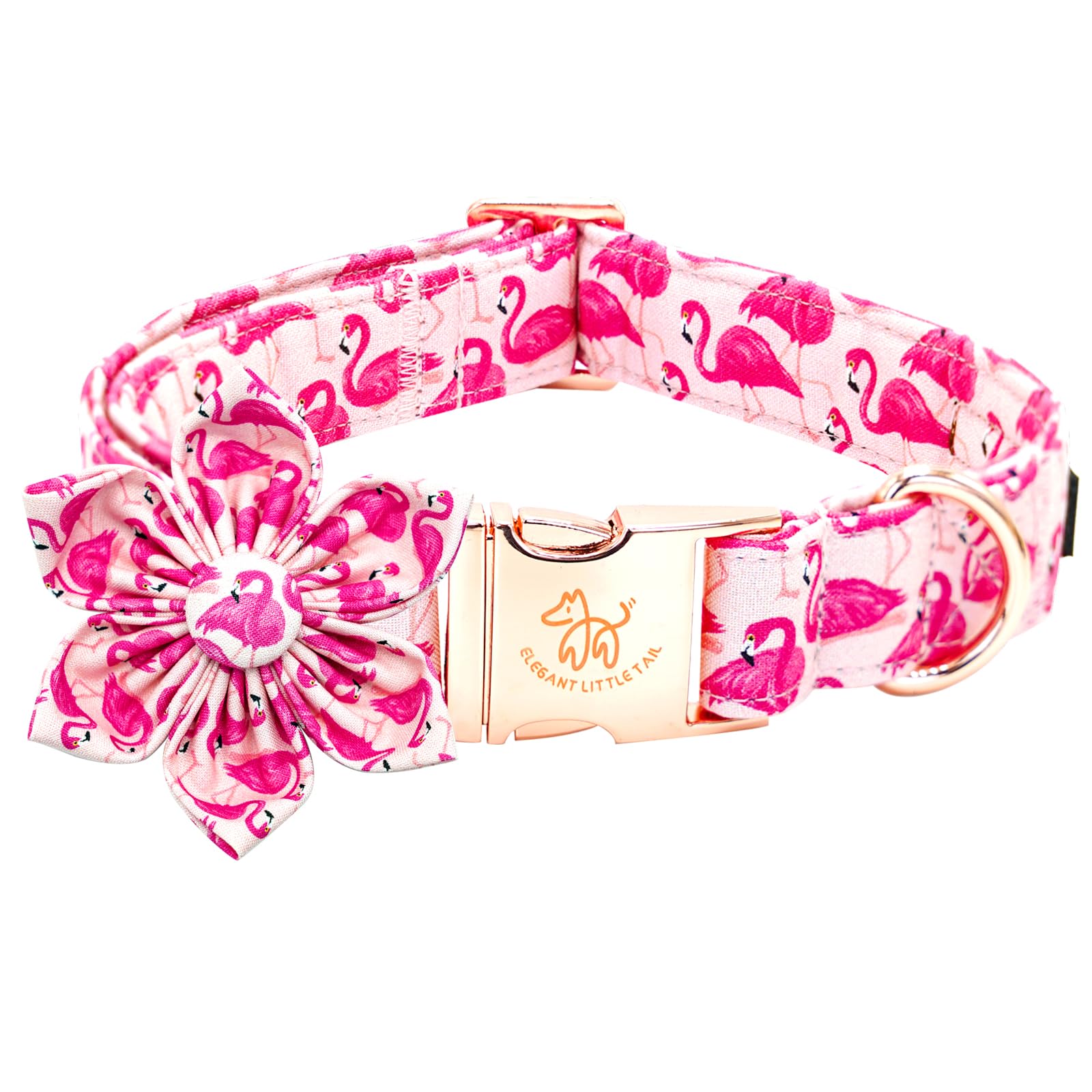 Elegant little tail collar rosado con flor, ideal para paseos diarios