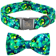 Elegant little tail collar-st-patricks-verde-con-lazo, cómodo para paseos diarios.