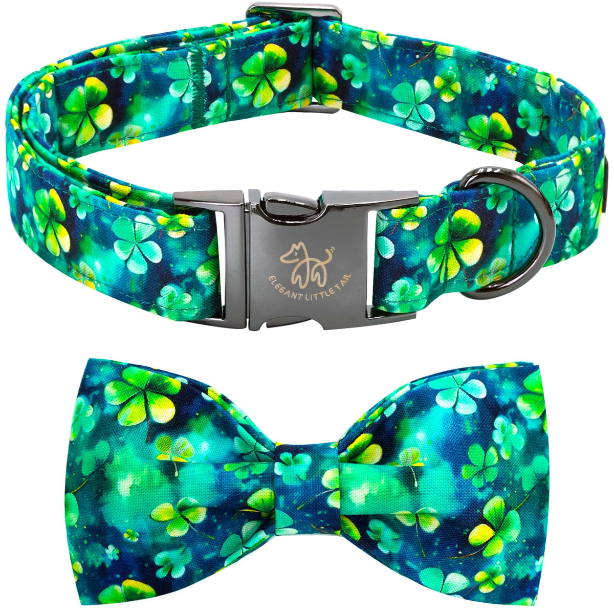 Elegant little tail collar dia san patricio verde para perro, estilo festivo y cómodo.