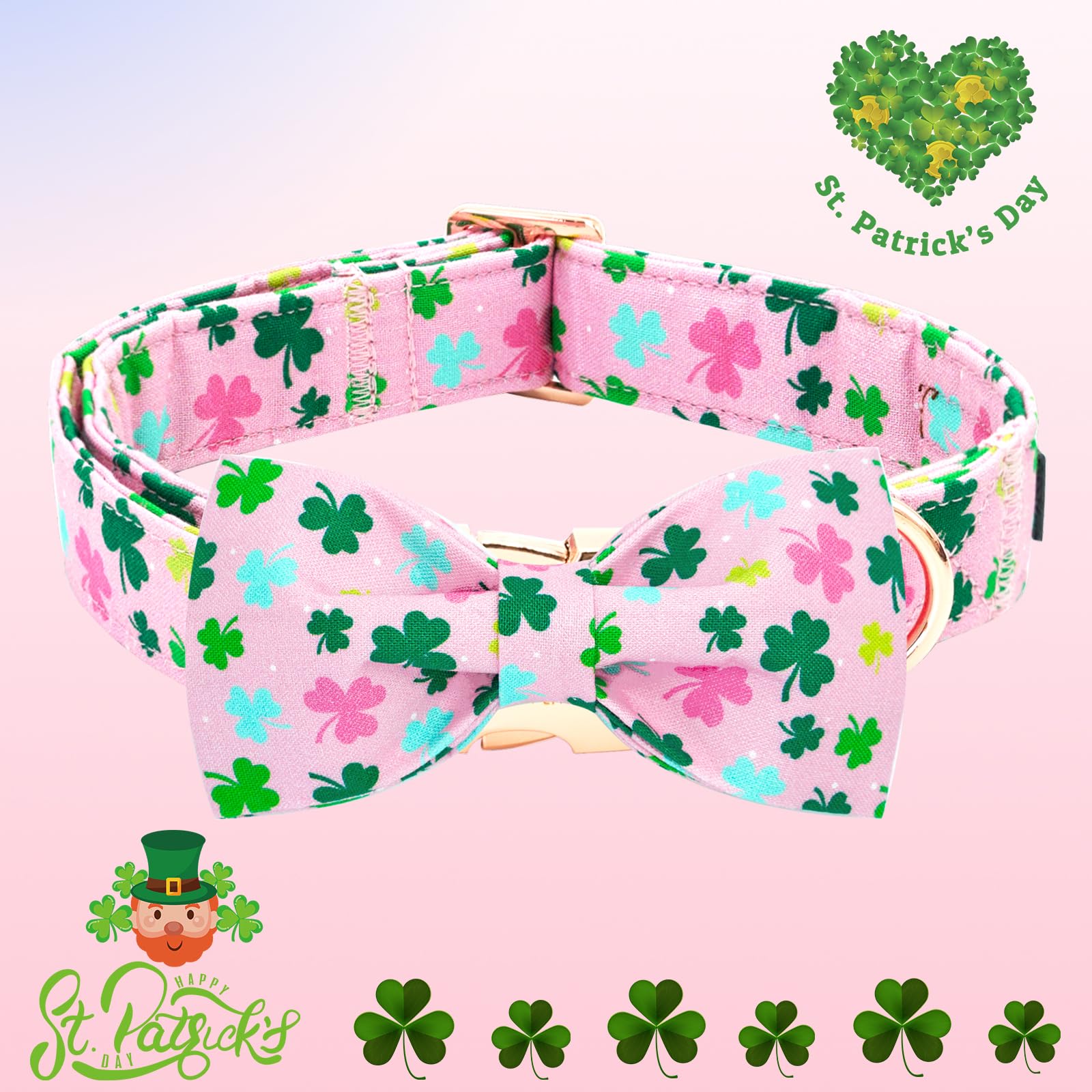 Lazo hecho a mano con diseño de trebol para looks temáticos de San Patricio.