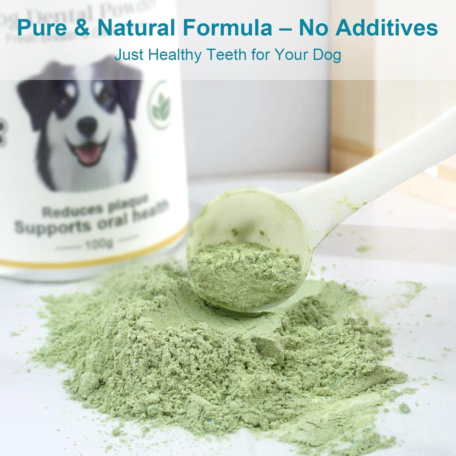 ELEVTC polvo dental con ingredientes naturales para perros
