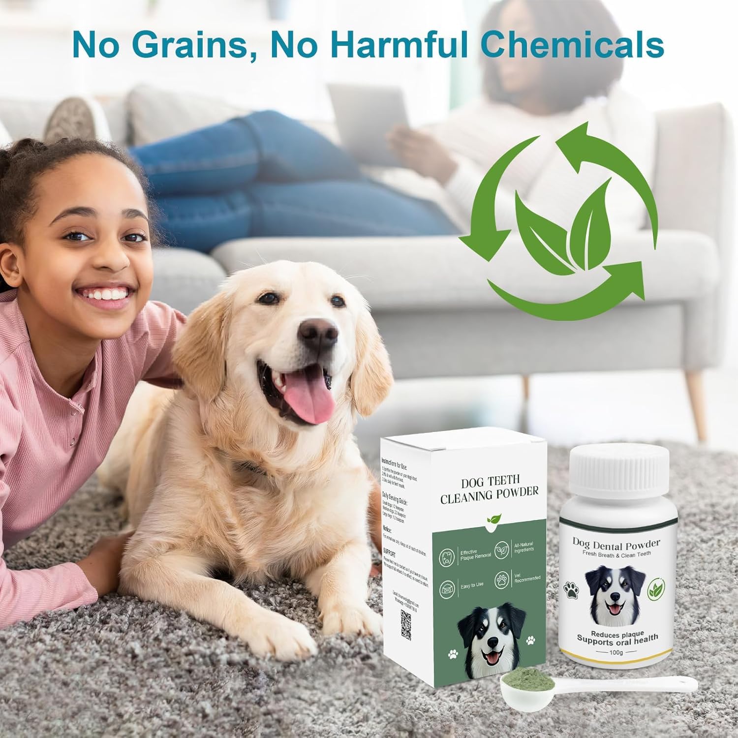 ELEVTC sin cepillo polvo dental para perros