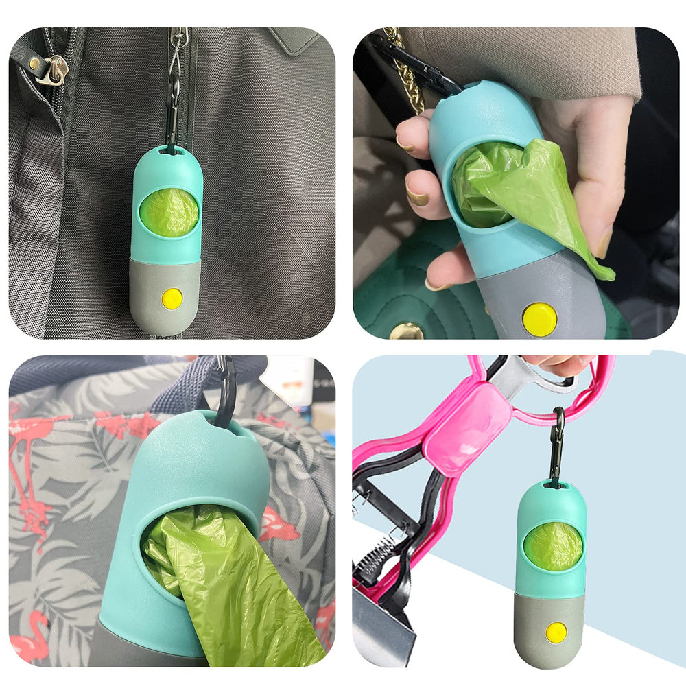 Paquete doble de dispensadores con luz para paseos nocturnos.