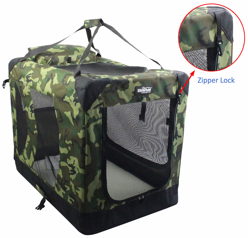 EliteField caja perro 3 puertas acceso malla: mejor ventilación y luz natural.