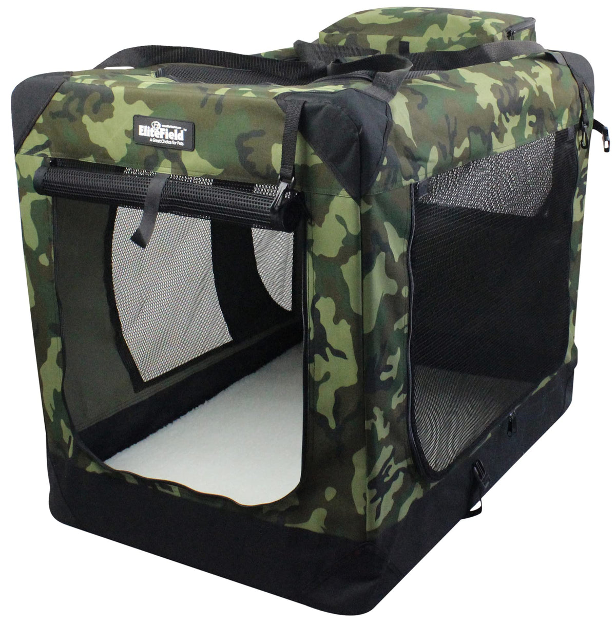 EliteField caja perro 3 puertas vista general: refugio ligero y cómodo para casa y viaje.