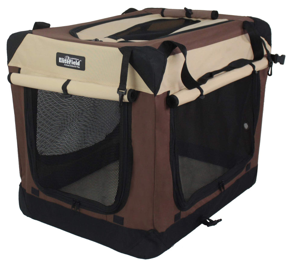 EliteField jaula para perros 4 puertas abierta con acceso fácil