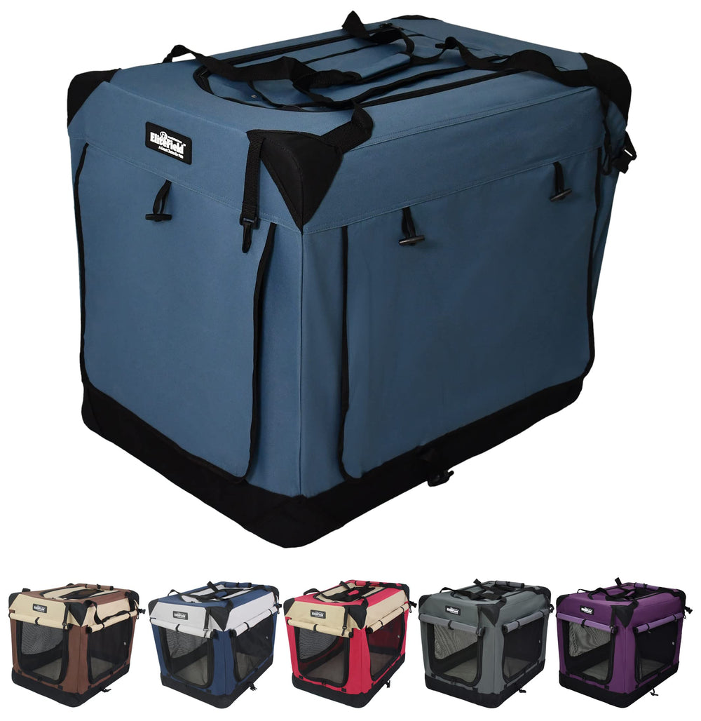 EliteField caja perro 4 puertas con cortinas, sombra suave para días soleados.