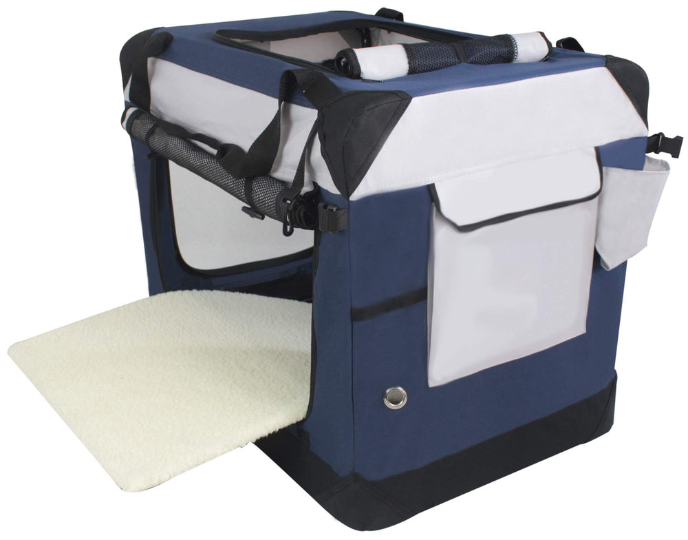 EliteField jaula para perros con cortinas que ofrecen sombra y reducción de ruido.