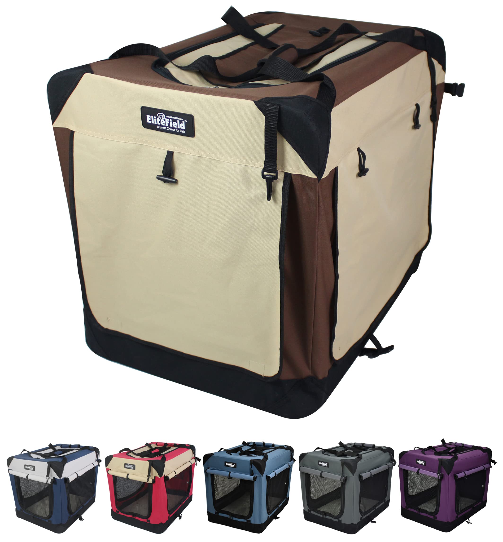 EliteField jaula blanda con 4 puertas, frente visible para fácil acceso y ventilación.