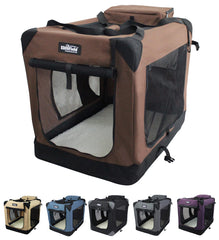 EliteField jaula blanda de 3 puertas para perros, acceso rápido y seguro.