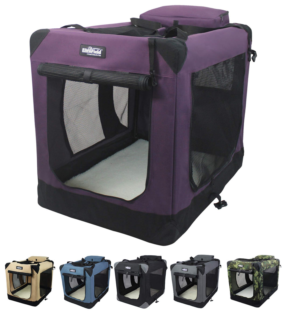 EliteField jaula para perros de tres puertas, acceso cómodo y buena ventilación.