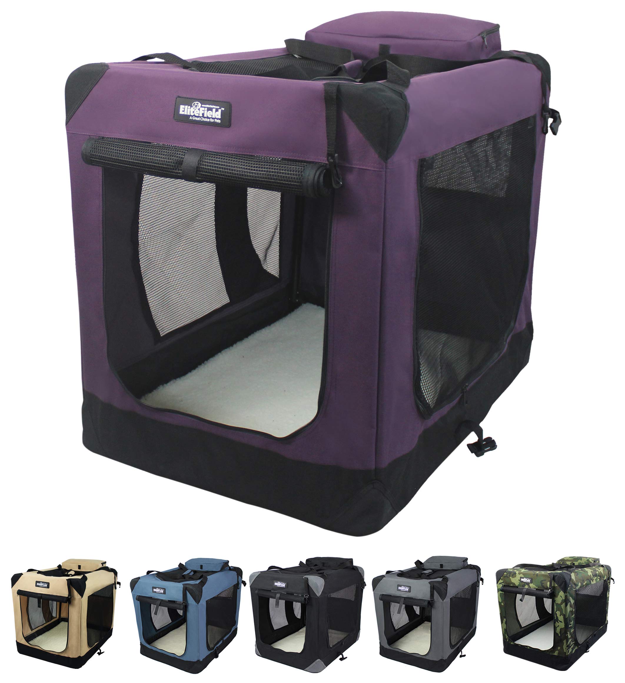 EliteField jaula perro plegable tres puertas: espacio amplio y cómodo para tu mascota.