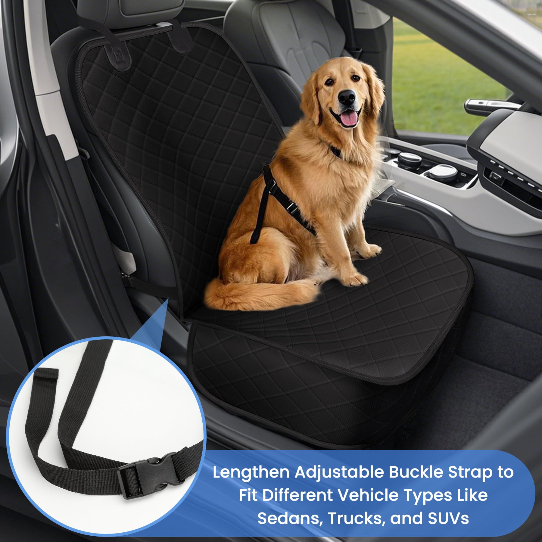 Protección total del respaldo para perro en el asiento trasero, sin pelos entre plazas.