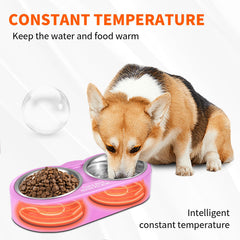Eloslos diseño elevado ergonómico para ingesta cómoda de agua y comida.