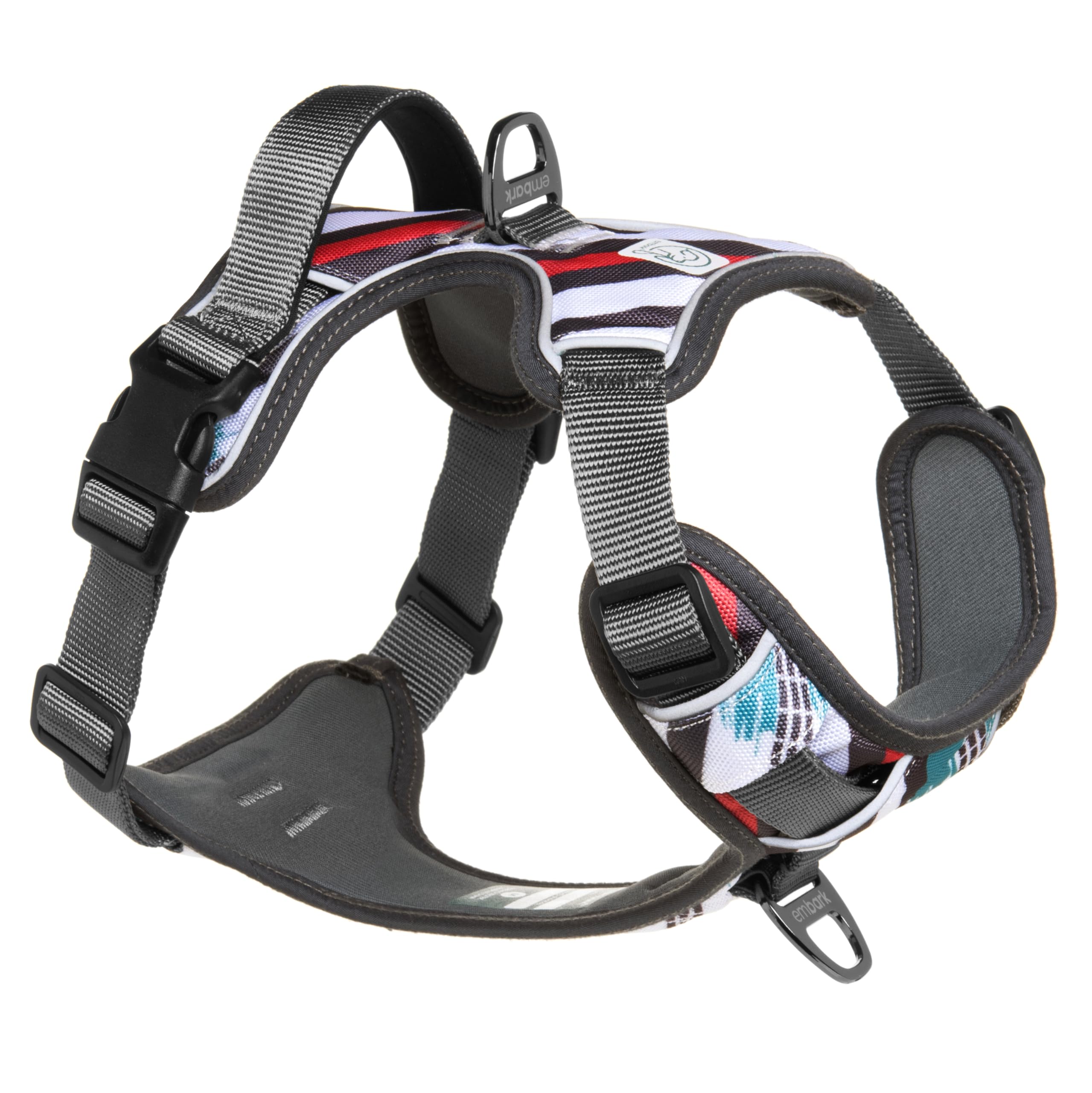 Arnés Embark Adventure XL para perros grandes, ajuste cómodo y seguro.