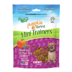 Emerald Pet mini-entrenadores con calabaza y arándanos azules, sabor agradable y digestión suave.