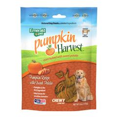 Emerald Pet Pumpkin Harvest empaque: snack blando para perros, perfecto para recompensas.