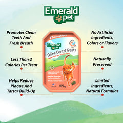 Textura crujiente del tratamiento dental Emerald Pet para gatos.