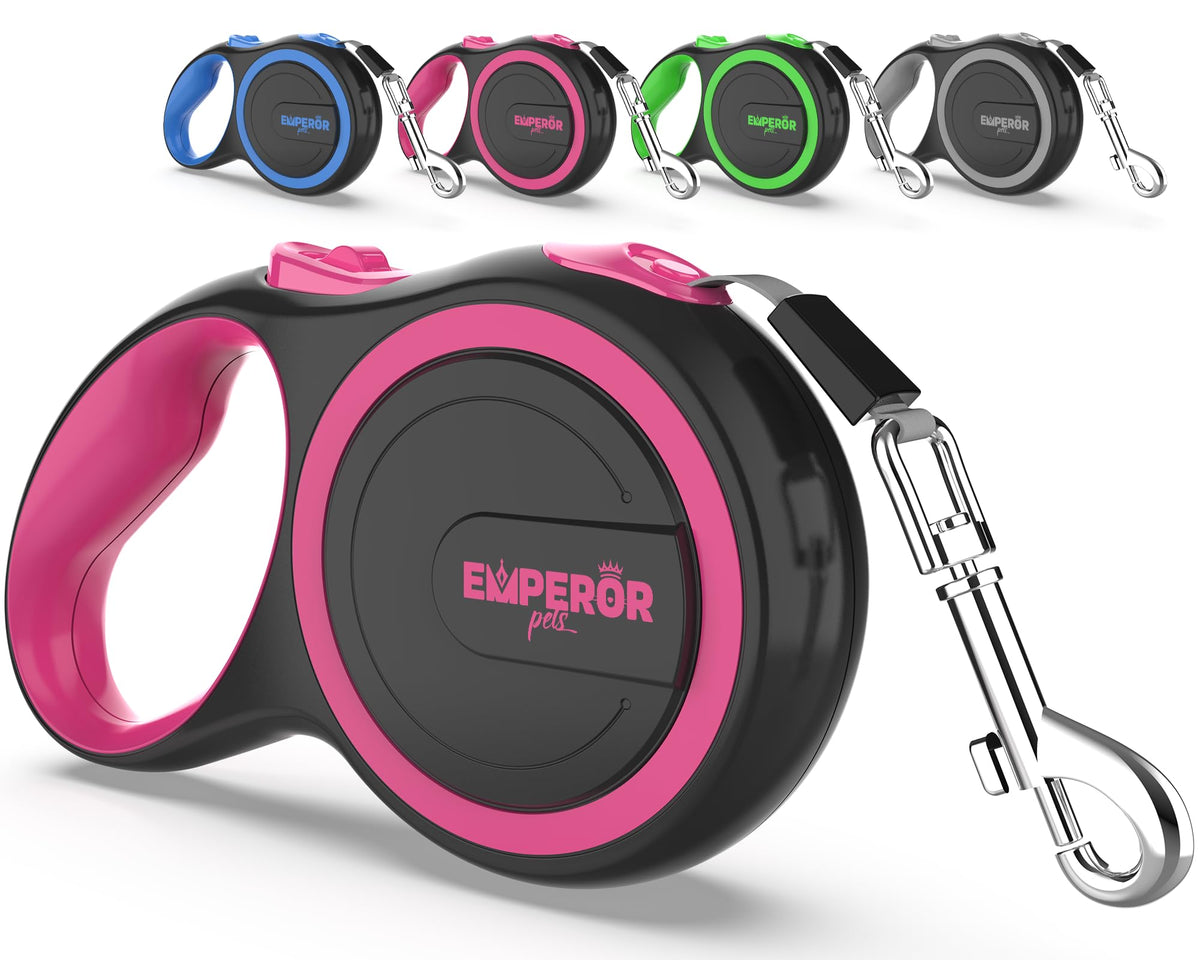 Emperor Pets correa retráctil 26ft para perros, control cómodo durante paseos largos.