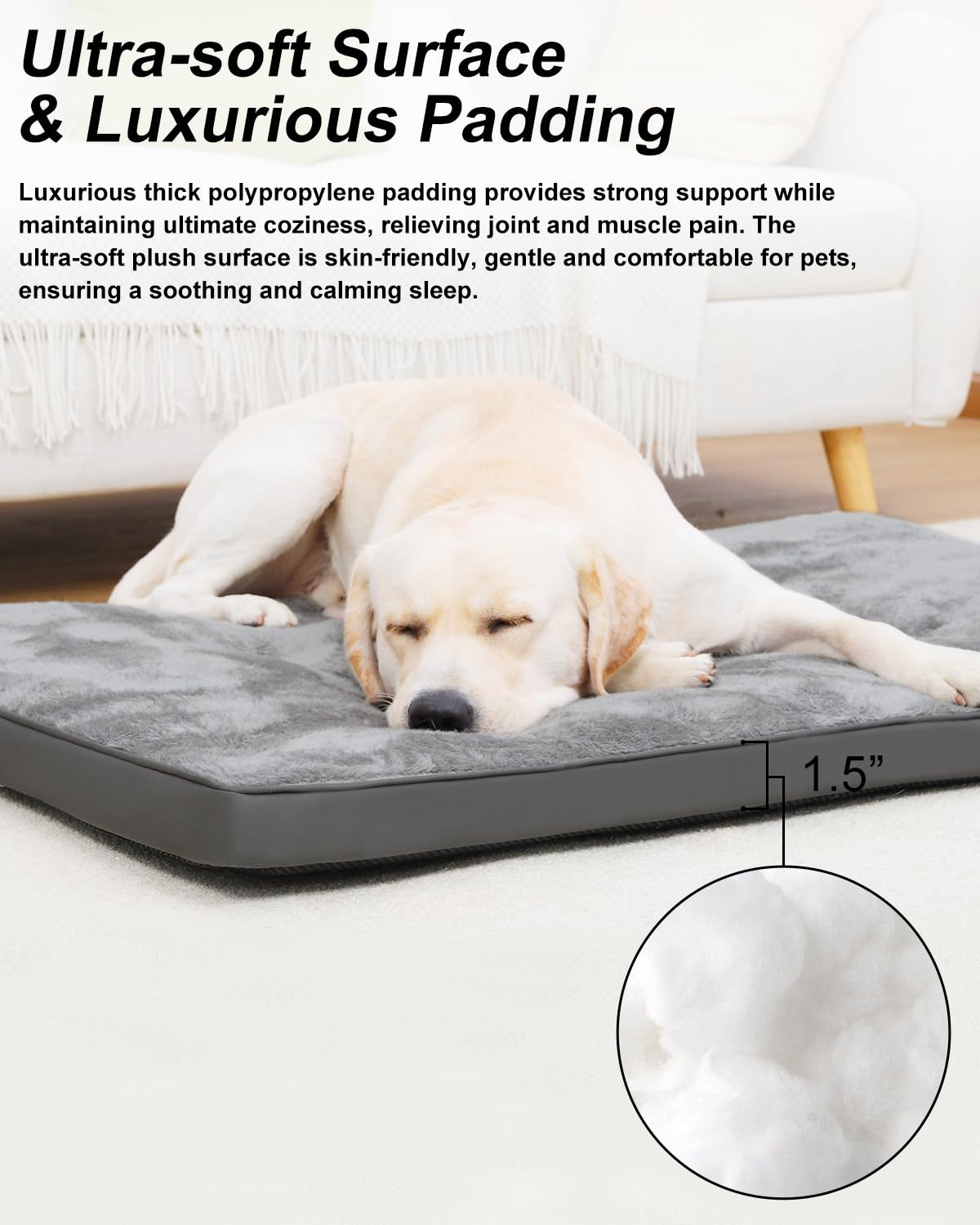 Cama EMSLX de felpa gris 35x22, ideal para dormir.