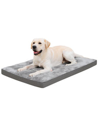 Cama EMSLX para perro en jaula gris, comodidad suave para descanso.