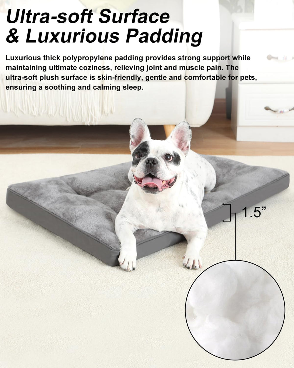 EMSLX Cama Perro Peluche Acolchada, descanso suave para siestas largas.